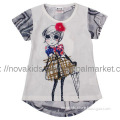 ready made summer kids clothing with print and sequin girl t shirt